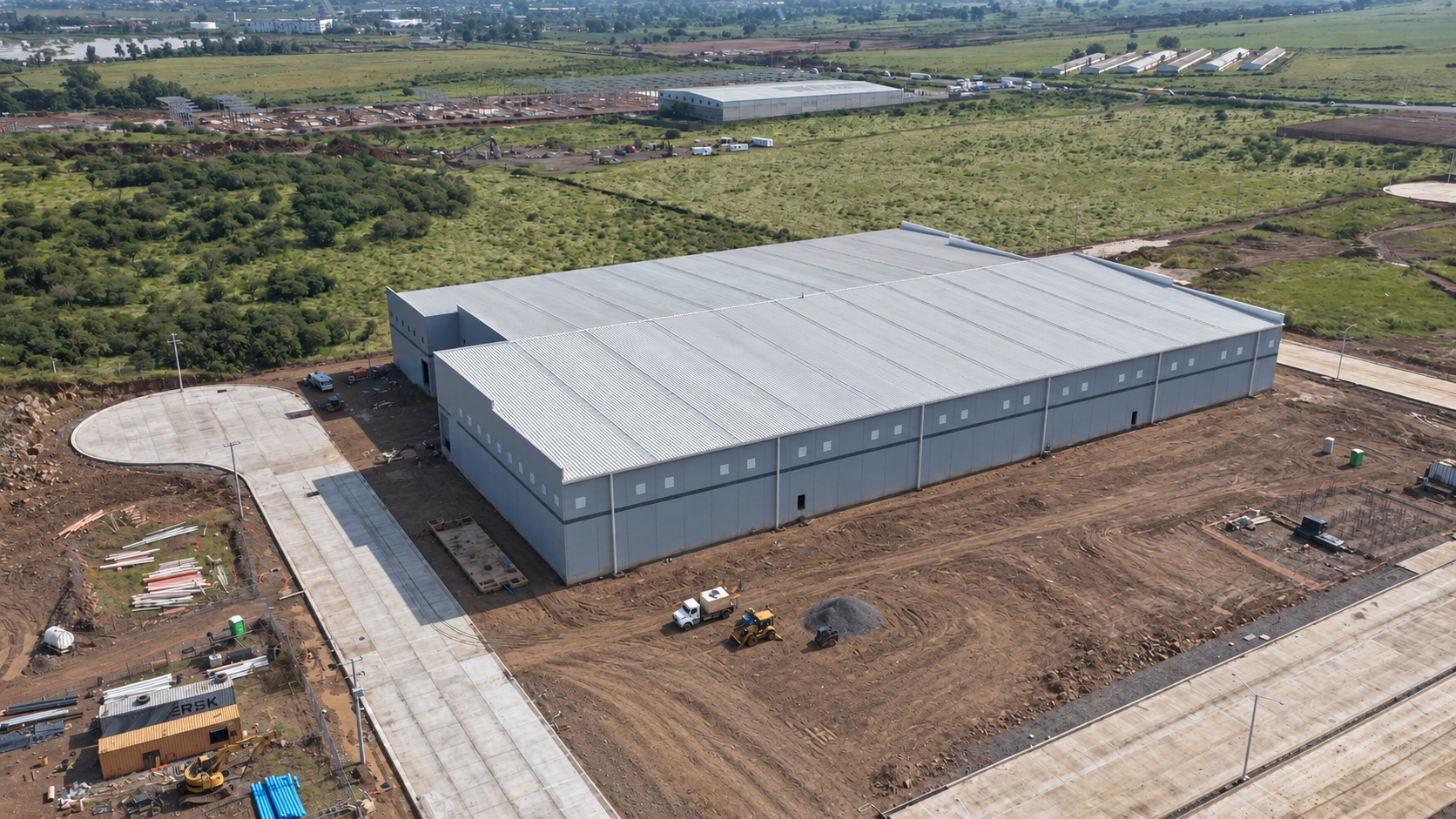 Vista aérea de Spec Building 02, configuración cross dock